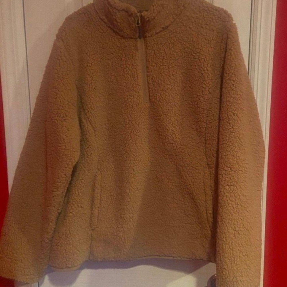 Brown Sherpa quarter zip pullover